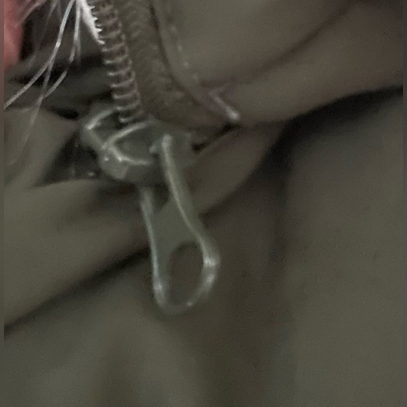 Ralph Lauren Army Green Faux-Trim Hooded Puffer Coat, Pull Waist, Fur Hood;  L - Picture 9 of 12